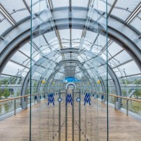 Glasübergang zwischen den Messehallen Glasübergang zwischen den Messehallen