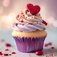 Zum Verlieben: Cupcake mit rotem Herzchen