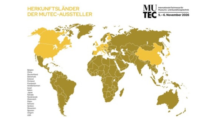 Herkunftsländer der MUTEC-Aussteller auf der Weltkarte