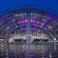 Glasshalle Leipziger Messe bei Nacht Glasshalle Leipziger Messe bei Nacht