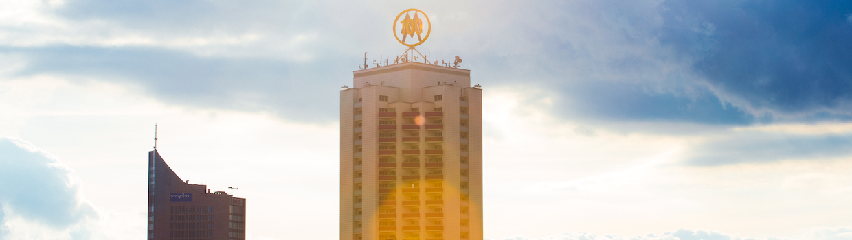 Wintergartenhochhaus in Leipzig mit Doppel-M